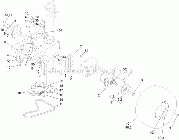 Ground Drive Assembly Diagram and Parts List for 74588 314000001-314999999 Toro Lawn Mower