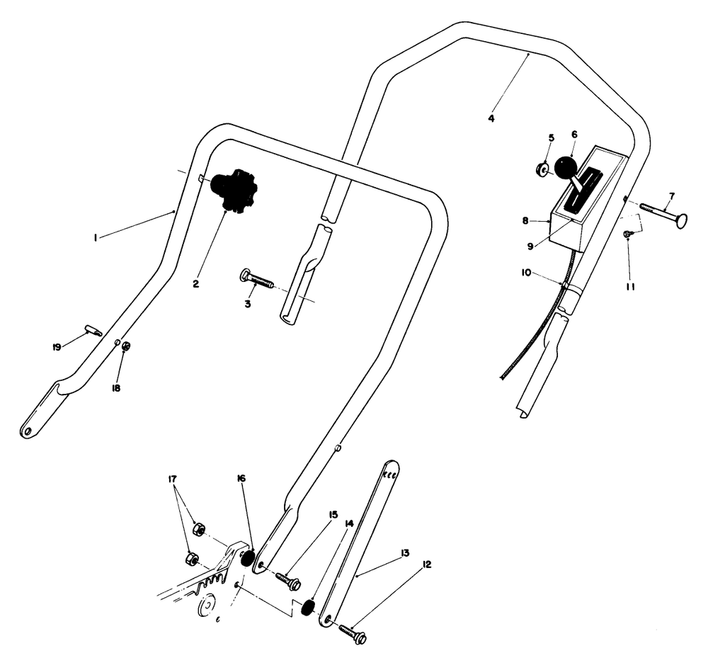 Handle Assembly Diagram and Parts List for 20522C 6000001 - 6999999 Toro Lawn Mower