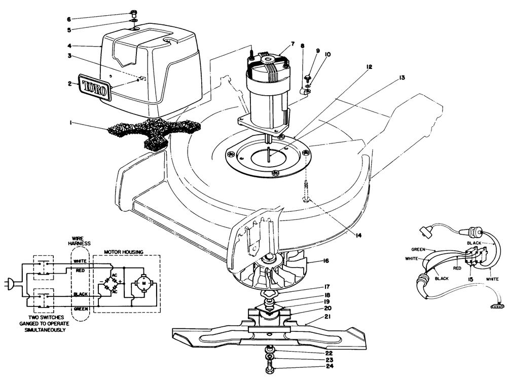 Motor & Blade Assembly Diagram and Parts List for 20564 5000001 - 5999999 Toro Lawn Mower