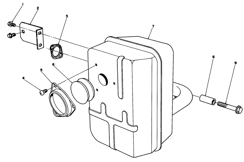 Muffler Assembly Diagram and Parts List for 30112 0000001 - 0999999 Toro Lawn Tractor Accessories
