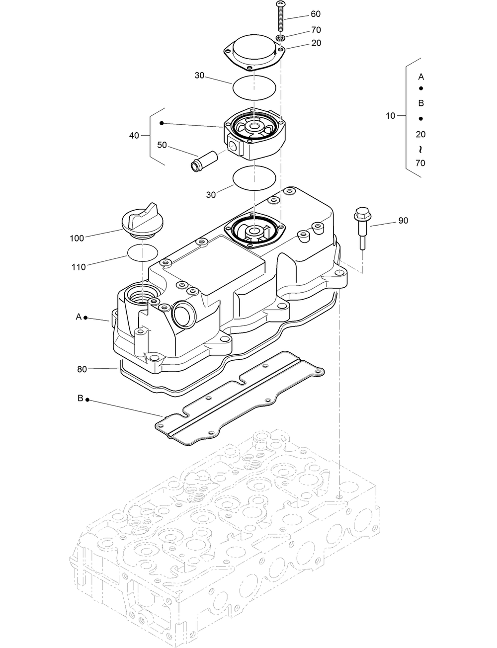 Cylinder Head Cover Assembly Diagram and Parts List for 22530 414400000 - 999999999 Toro Lawn Tractor Accessories