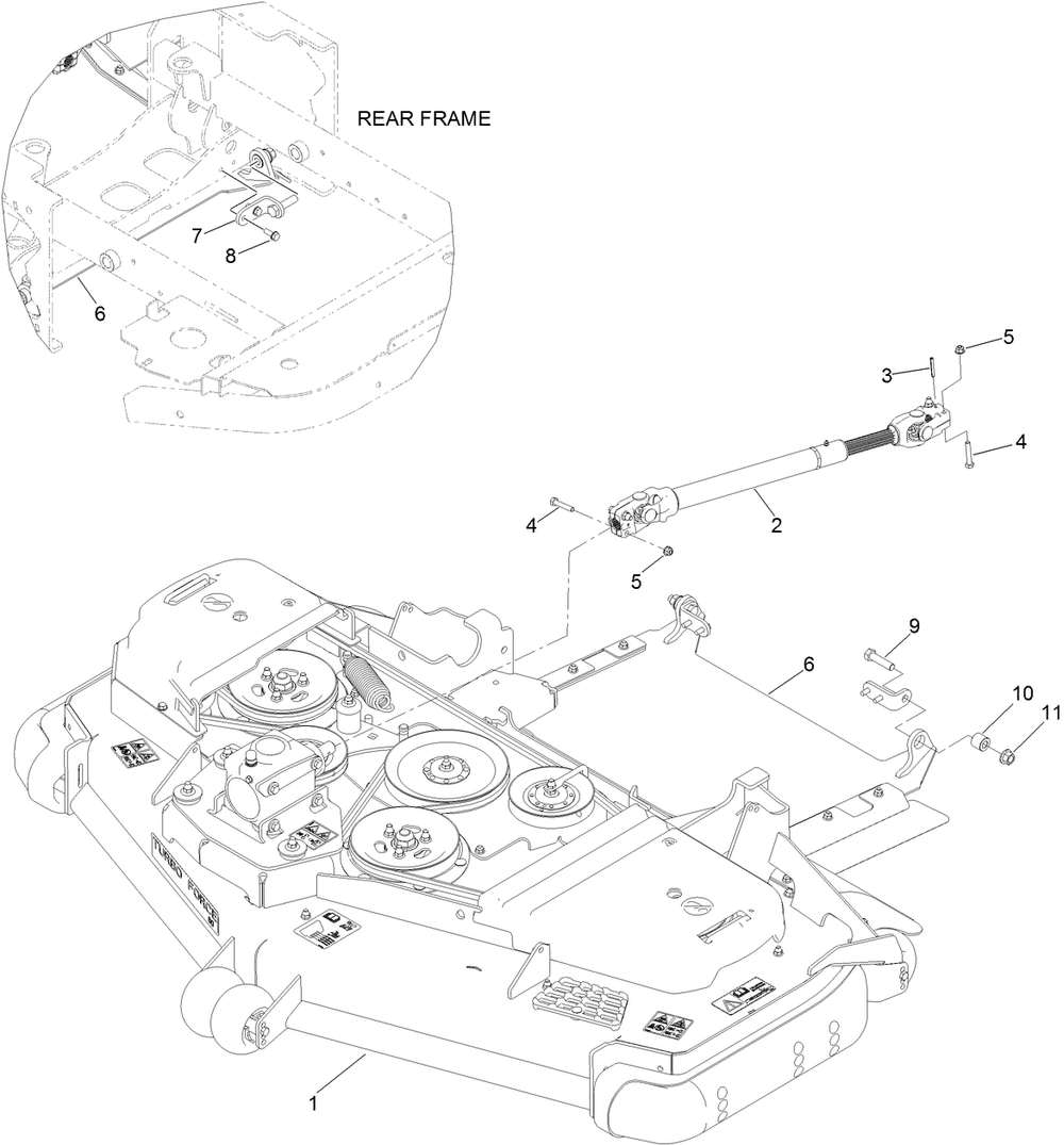 Deck And Driveshaft Assembly Diagram and Parts List for 74064 400000000-402252594 Toro Lawn Tractor