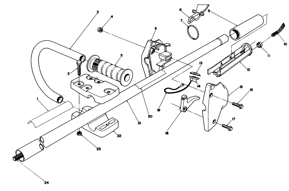 Handle Assembly Diagram and Parts List for 51644V 1000001 - 1999999 Toro Trimmer