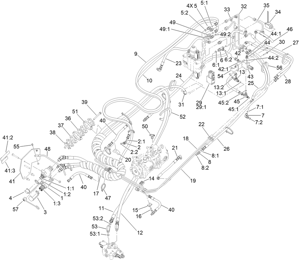 Manifold Hydraulic Assembly Diagram and Parts List for 22370 413000000 - 414487256 Toro Lawn Tractor Accessories