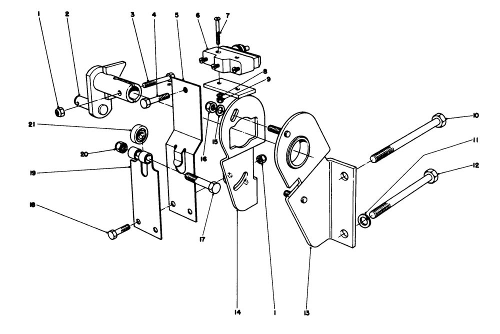 Transmission Interlock Assembly Diagram and Parts List for 30760 00000001 - 09999999 Toro Lawn Tractor
