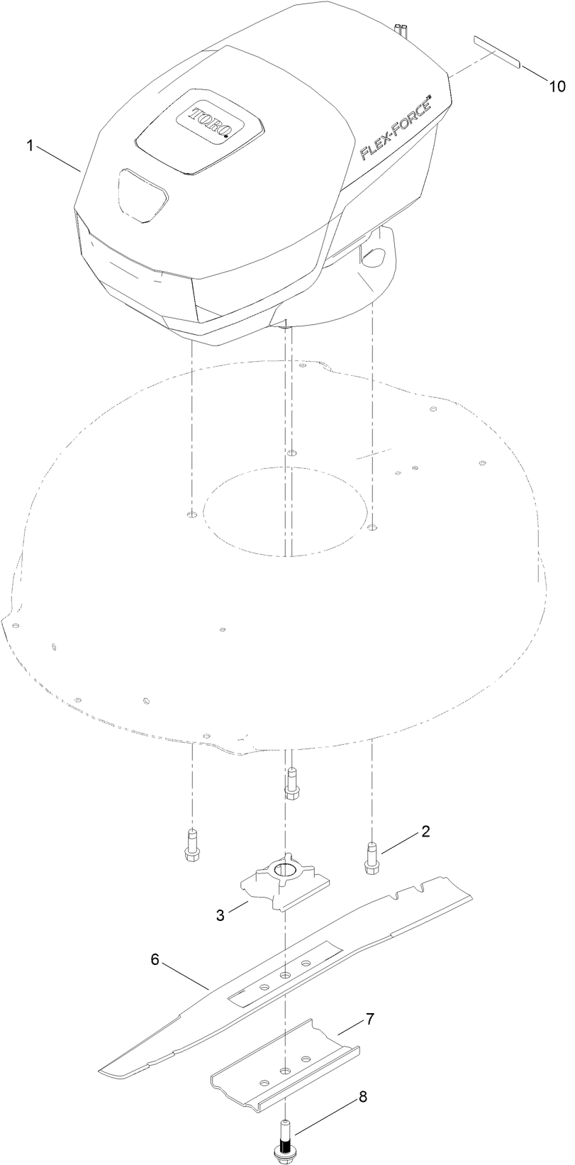 Motor And Blade Assembly Diagram and Parts List for 20367 400000000 - 407009442 Toro Lawn Mower