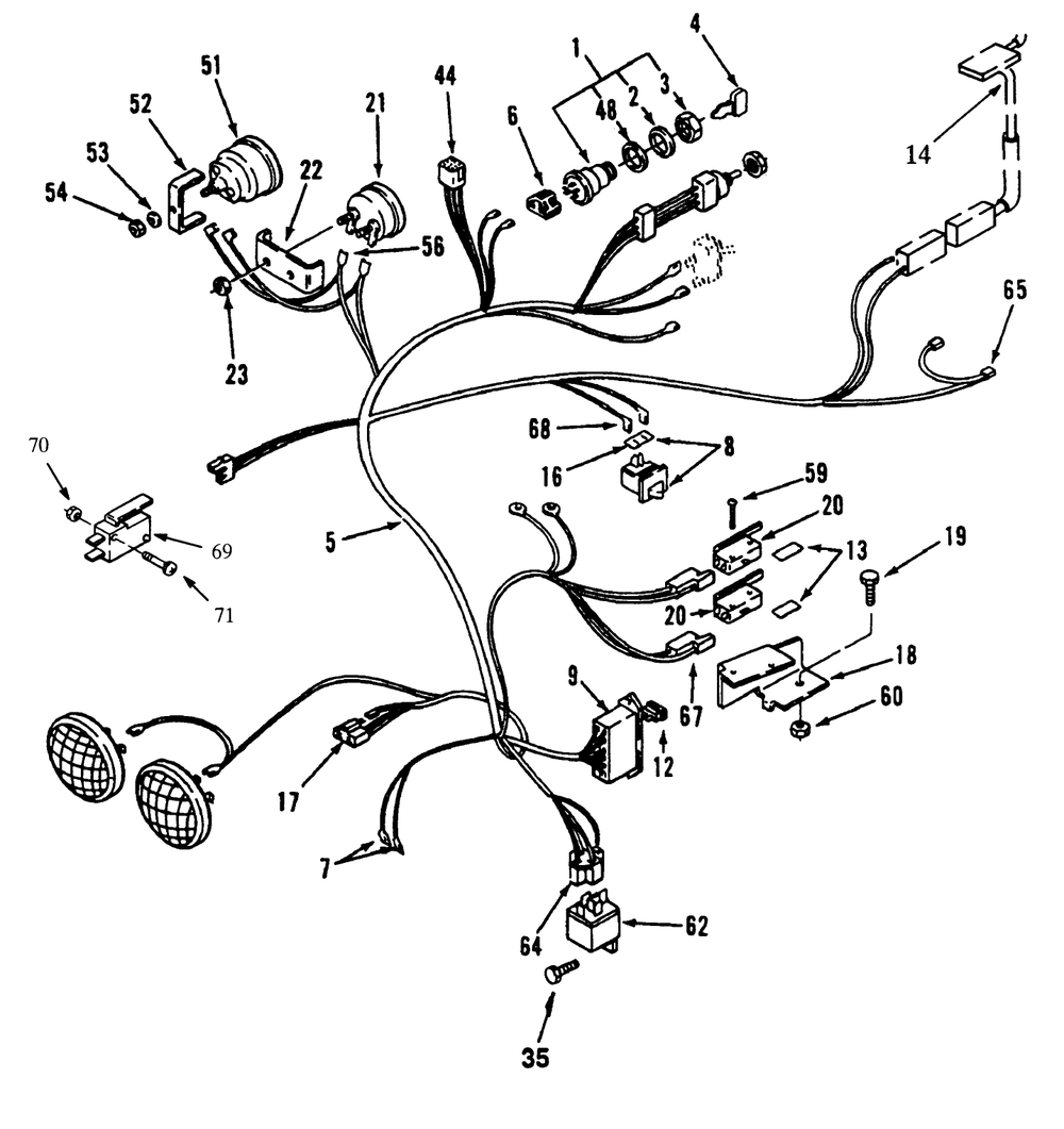 Electrical System Diagram and Parts List for 73420 4900001 - 4999999 Toro Lawn Tractor