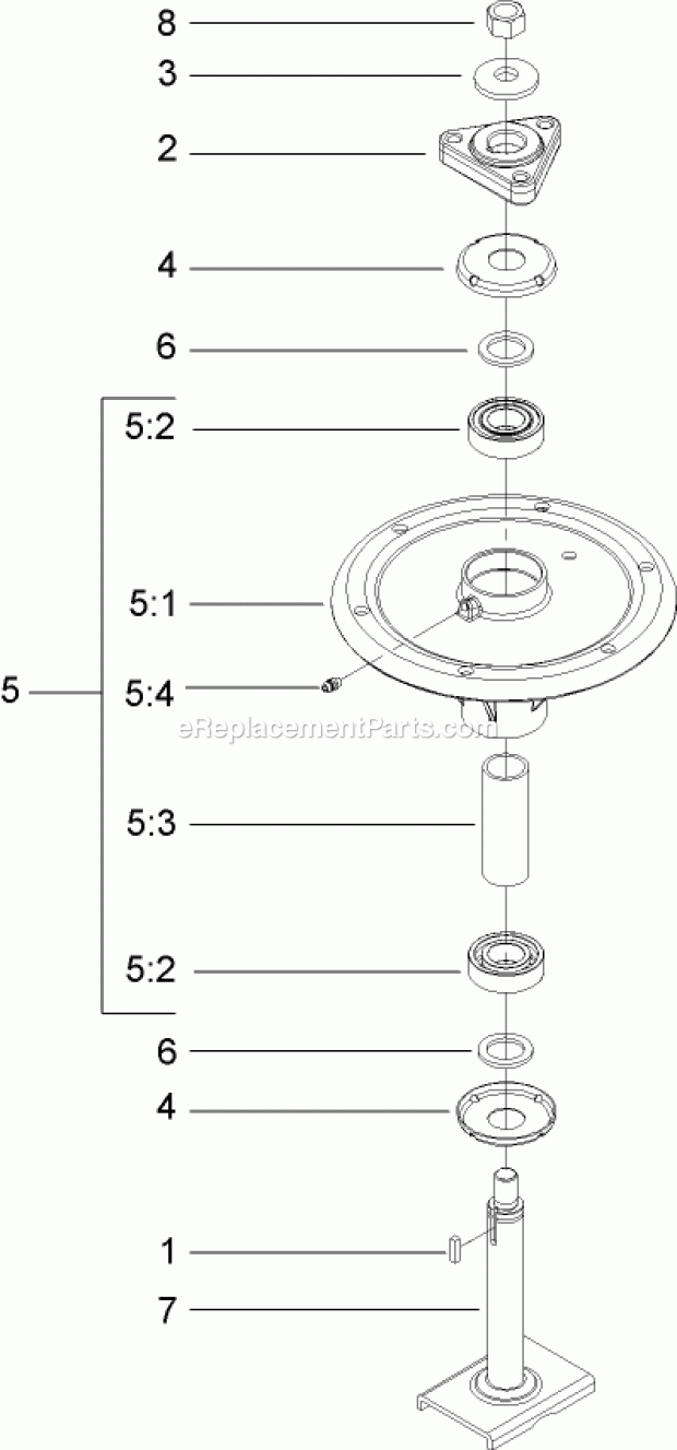 Spindle Assembly No. 107-8504 Diagram and Parts List for 74237 270000001-270999999 Toro Lawn Mower