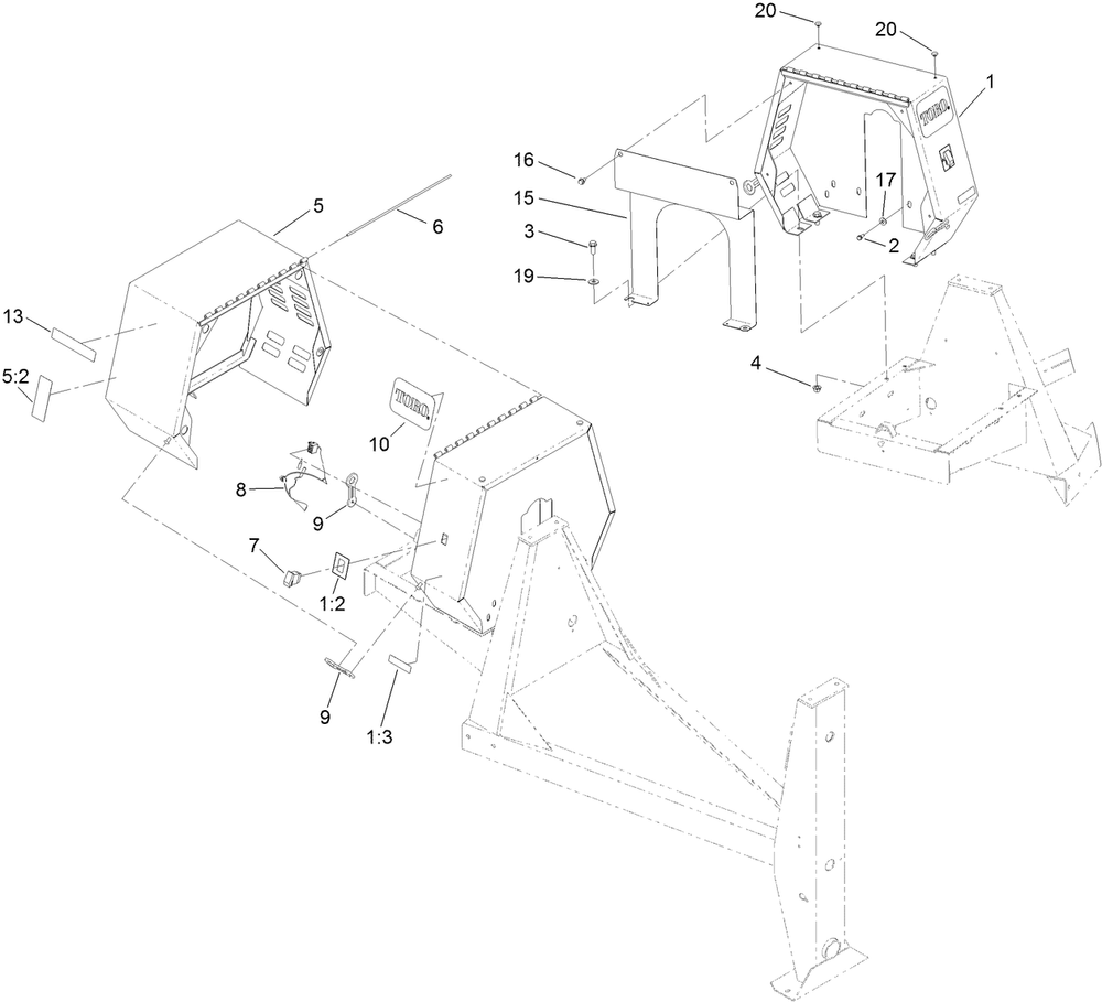 Cowling Assembly Diagram and Parts List for 68009HD 400000000 - 401999999 Toro Cement Mixer