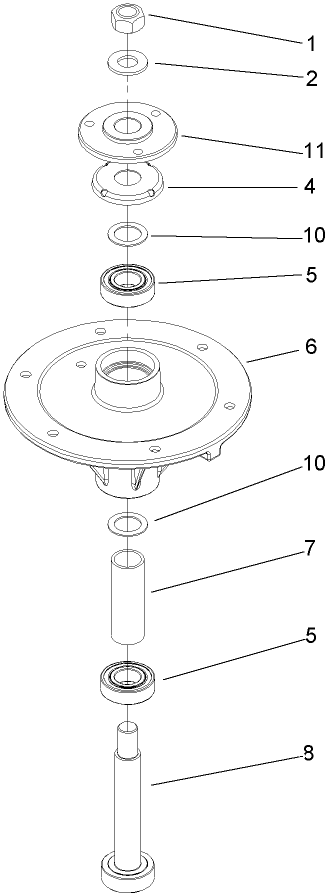 Spindle Assembly Diagram and Parts List for 74409TE (280000001-280999999)(2008) Toro Lawn Mower