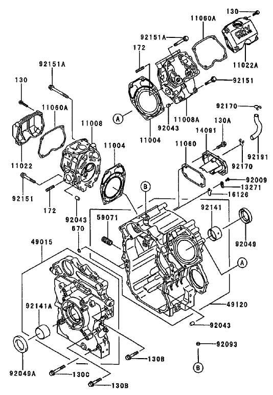 Cylinder/Crankcase Diagram and Parts List for 74213 (210000001-210999999)(2001) Toro Lawn Mower