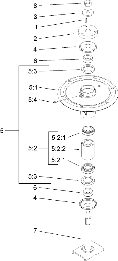 Spindle Assembly Diagram and Parts List for 74274 (270000001-270999999)(2007) Toro Lawn Mower