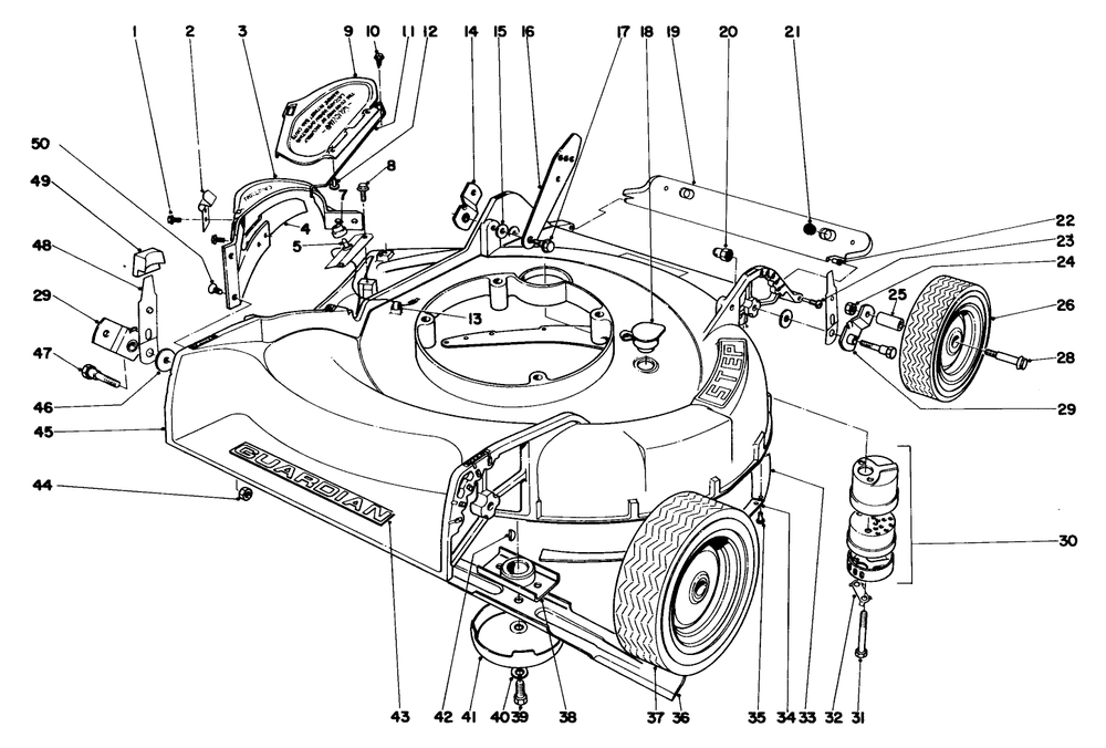 Housing Assembly Diagram and Parts List for 18070 2000001 - 2999999 Toro Lawn Mower