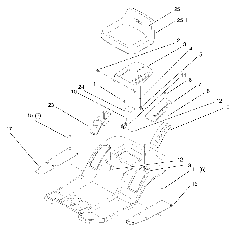 Seat Assembly Diagram and Parts List for 71196 8900001 - 8999999 Toro Lawn Tractor