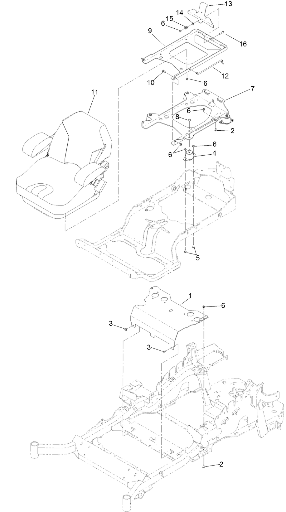 Seat Mounting Assembly Diagram and Parts List for 72968 412413921 - 412799999 Toro Lawn Tractor
