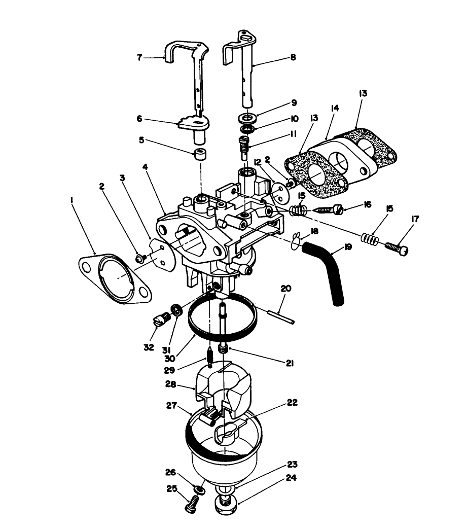 Carburetor Assembly (Engine No. Vmm1-3) Diagram and Parts List for 26625B 3900001 - 3999999 Toro Lawn Mower