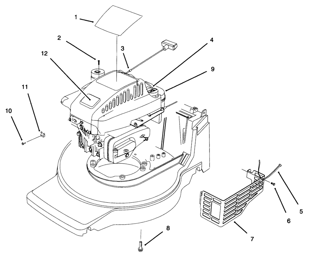 Engine Assembly Diagram and Parts List for 20808B 6900001 - 6999999 Toro Lawn Mower