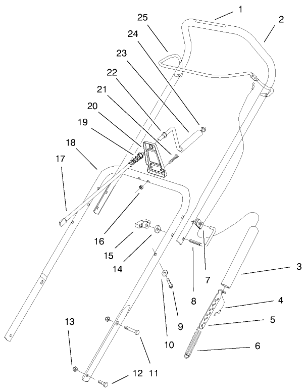 Handle Assembly Diagram and Parts List for 38424 9900001 - 9999999 Toro Snow Blower