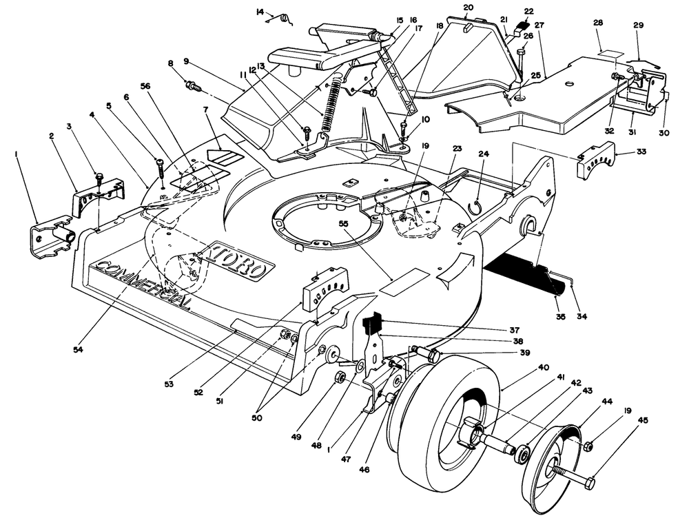 Housing Assembly Diagram and Parts List for 22040 3900001 - 3999999 Toro Lawn Mower