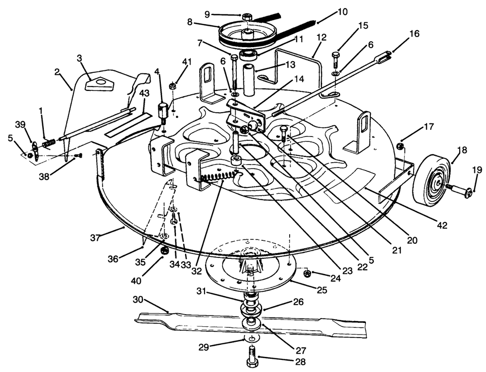 Cutting Unit Assembly Diagram and Parts List for 70060 49000001 - 49999999 Toro Lawn Tractor