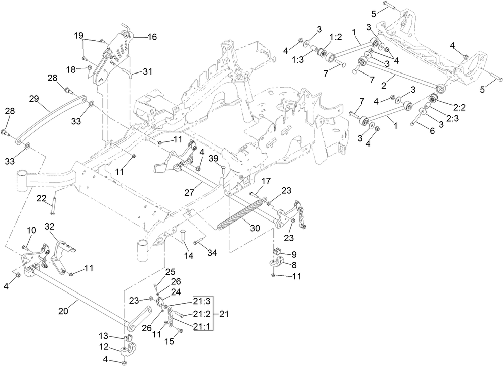 Deck Lift Assembly Diagram and Parts List for 74901 (313000001-313999999)(2013) Toro Lawn Mower