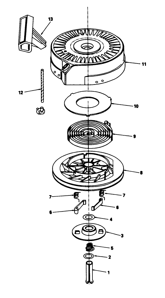 Rewind Starter No. 590621 Diagram and Parts List for 20692 9000001 - 9999999 Toro Lawn Mower