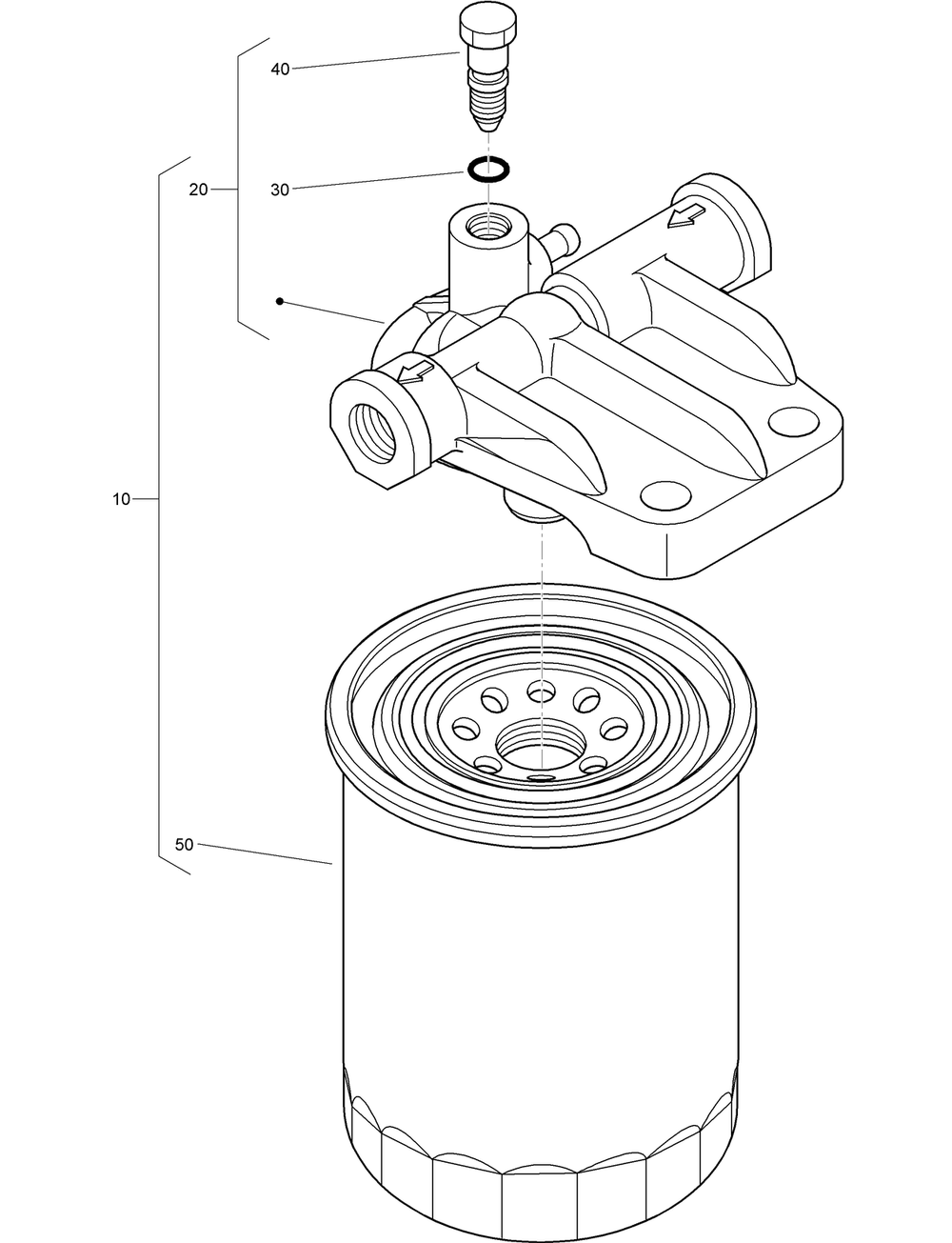 Fuel Filter Assembly Diagram and Parts List for 22530 414400000 - 999999999 Toro Lawn Tractor Accessories