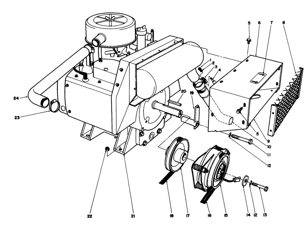 Engine Assembly Diagram and Parts List for 30754 0000001 - 0999999 Toro Lawn Tractor