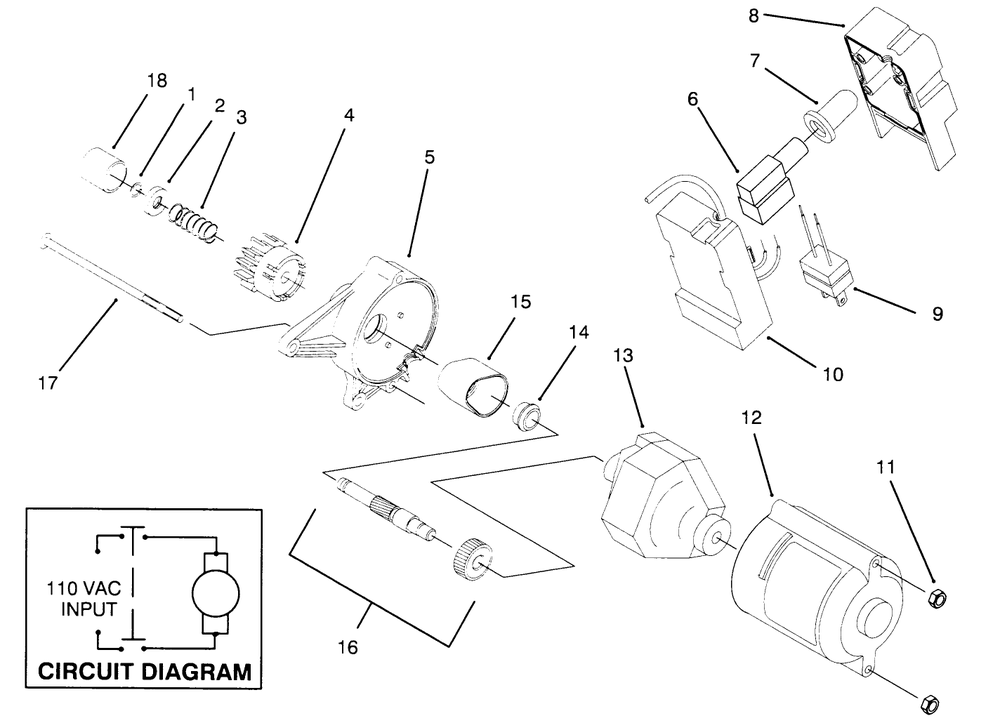 Starter Motor Assembly Diagram and Parts List for 38170 4900001 - 4999999 Toro Snow Blower