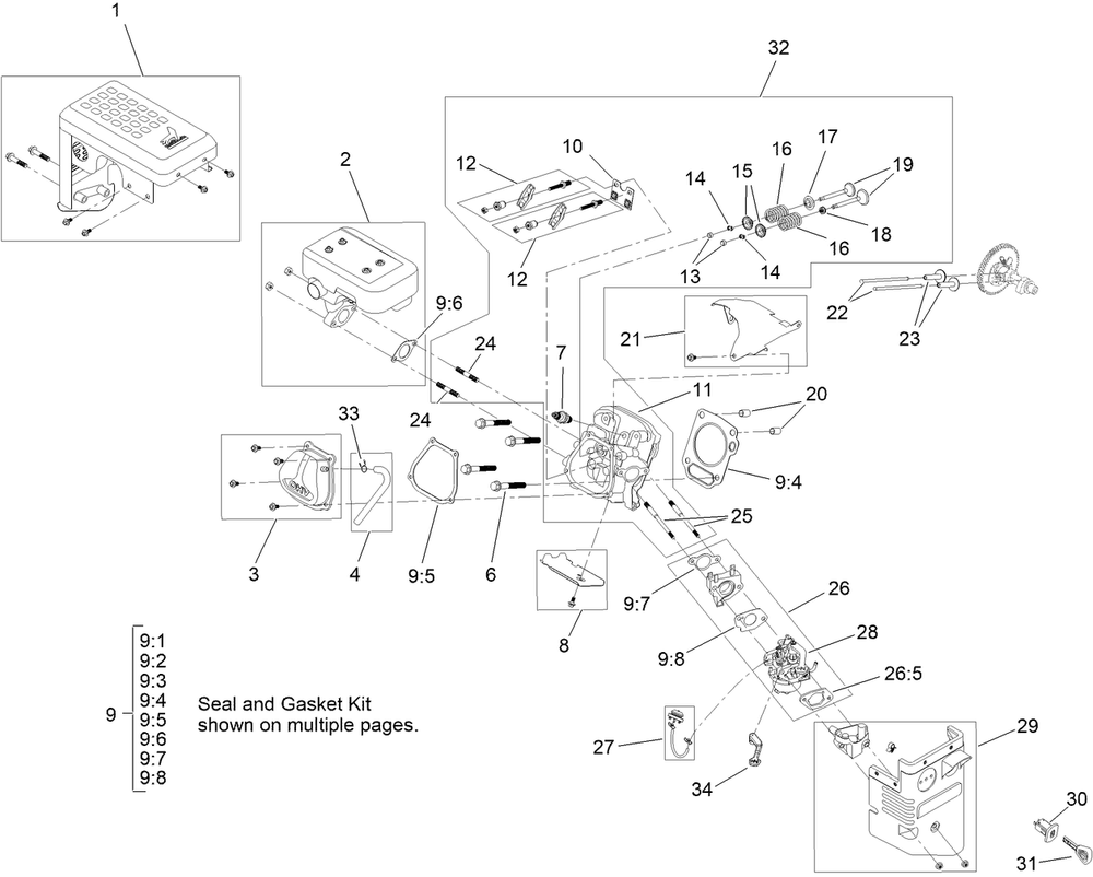 Engine Assembly No. 3 Diagram and Parts List for 38830 409000000 - 411999999 Toro Snow Blower
