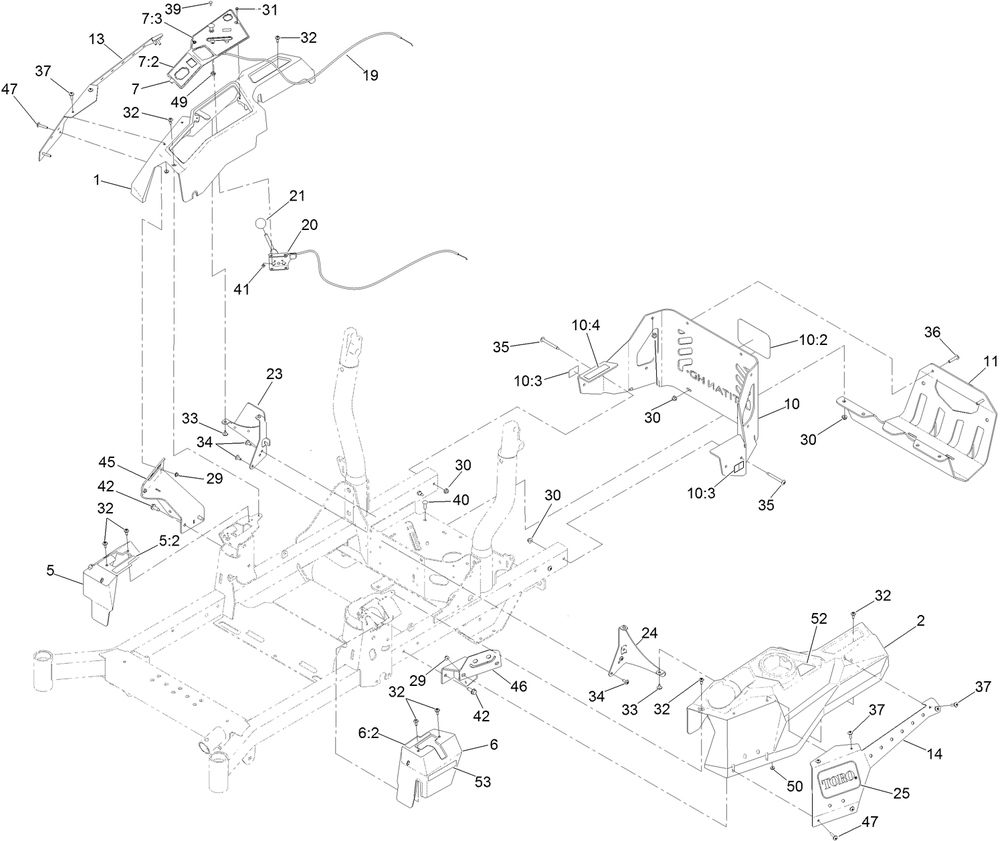 Control Console And Guard Assembly Diagram and Parts List for 78450 404315000-999999999 Toro Lawn Tractor