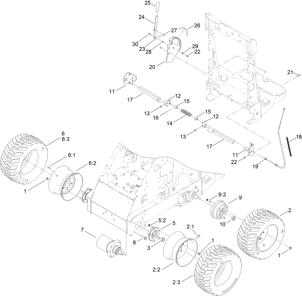 Wheel And Tire Assembly Diagram and Parts List for 22318 409810000 - 999999999 Toro Lawn Tractor Accessories