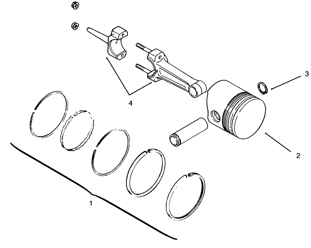 Piston And Rings Diagram and Parts List for 73400 6900001 - 6999999 Toro Lawn Tractor