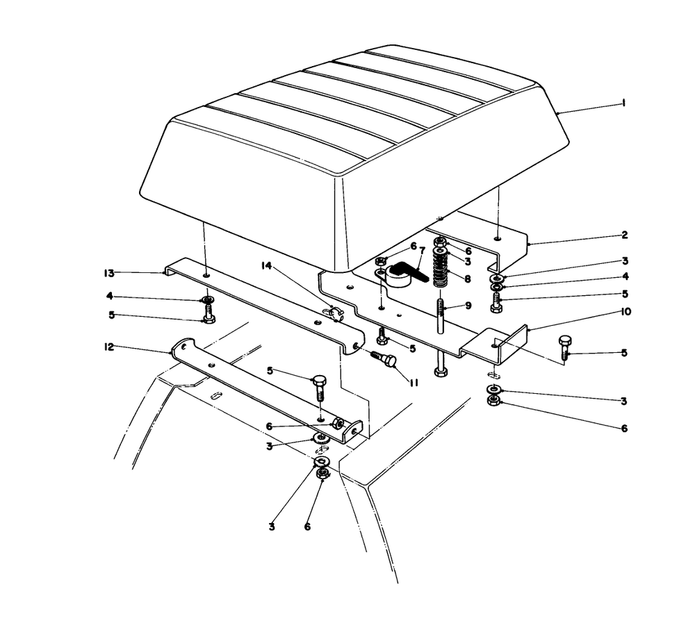 Seat Assembly Diagram and Parts List for 56080 0000001 - 0999999 Toro Lawn Tractor