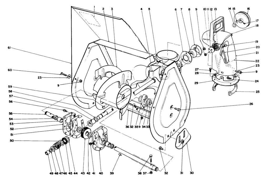 Auger Assembly Diagram and Parts List for 38056C 9000001 - 9999999 Toro Snow Blower