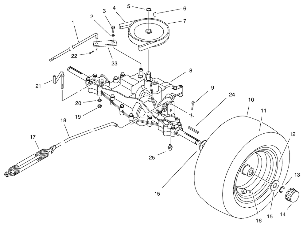 Rear Axle Assembly Diagram and Parts List for 70084 8900001 - 8999999 Toro Lawn Tractor