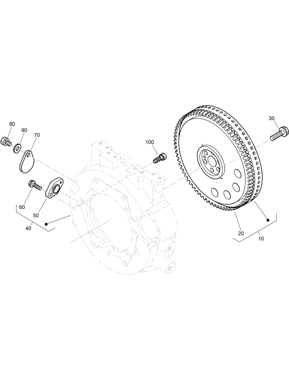 Flywheel Assembly Diagram and Parts List for 22530 414400000 - 999999999 Toro Lawn Tractor Accessories