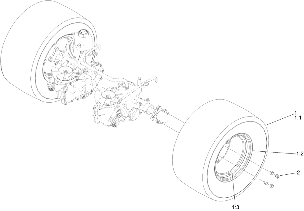 Rear Wheel Assembly Diagram and Parts List for 77284 411582570 - 411926490 Toro Lawn Tractor