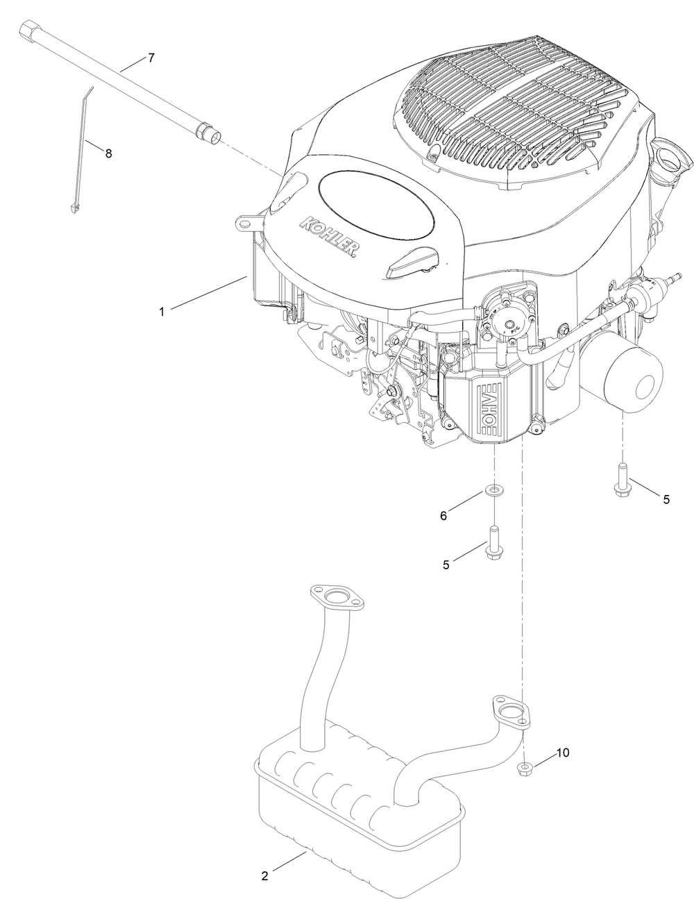 Engine Assembly Diagram and Parts List for 75761TA 400000000 - 412599999 Toro Lawn Tractor