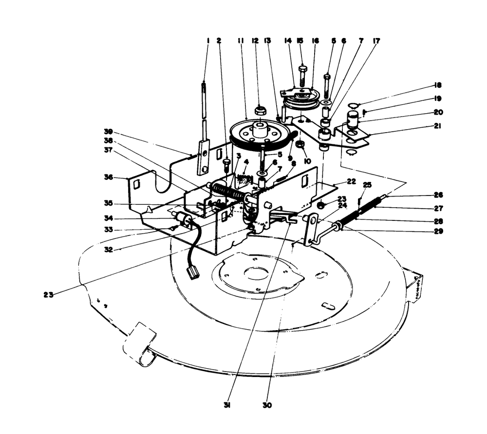 Blade Drive Assembly Diagram and Parts List for 56125 2000001 - 2999999 Toro Lawn Tractor