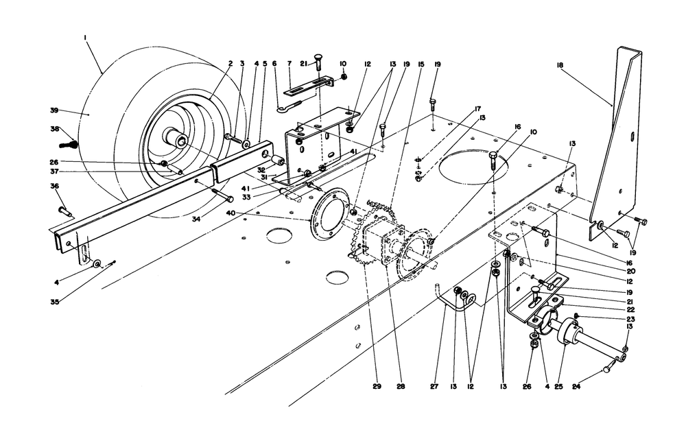 Rear Axle Assembly Diagram and Parts List for 56190 1000001 - 1999999 Toro Lawn Tractor