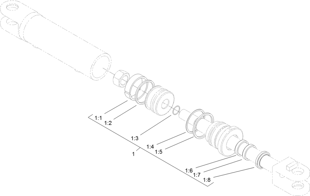 Hydraulic Cylinder Assembly No. 121-4470 Diagram and Parts List for 22521 317000001 - 317999999 Toro Lawn Tractor Accessories