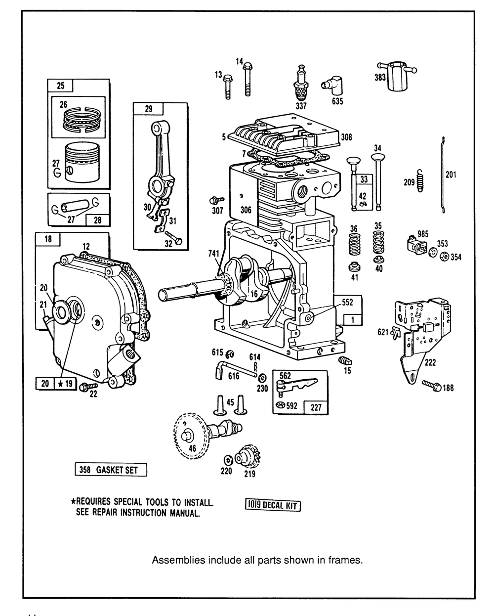 Engine Briggs & Stratton Model 190406 Type 3104-01 Diagram and Parts List for 38570 0000001 - 0999999 Toro Snow Blower