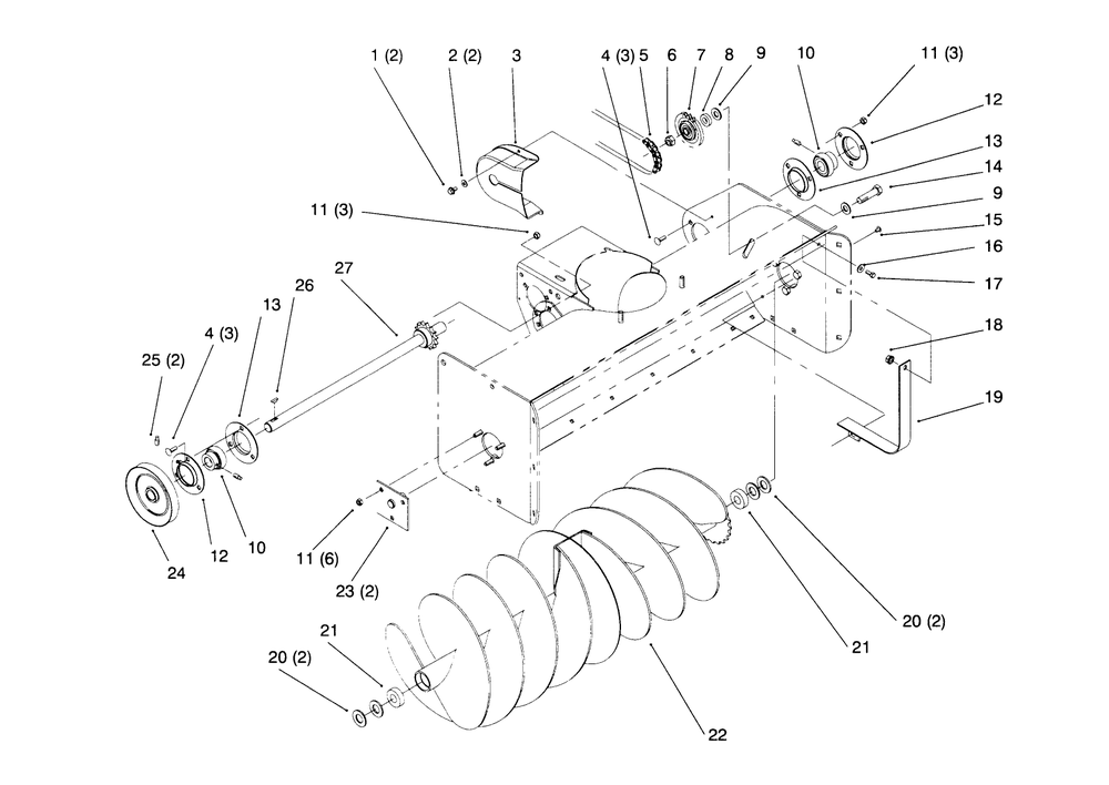 Auger Diagram and Parts List for 79262 5900001 - 5999999 Toro Lawn Tractor