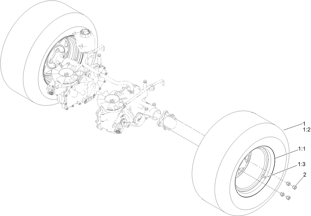 Rear Wheel Assembly Diagram and Parts List for 74453TE 404621105-999999999 Toro Lawn Tractor