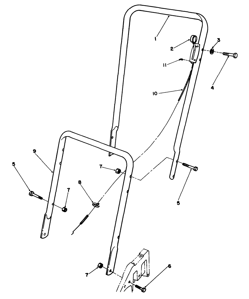 Handle Assembly Diagram and Parts List for 22025 9000001 - 9999999 Toro Lawn Mower