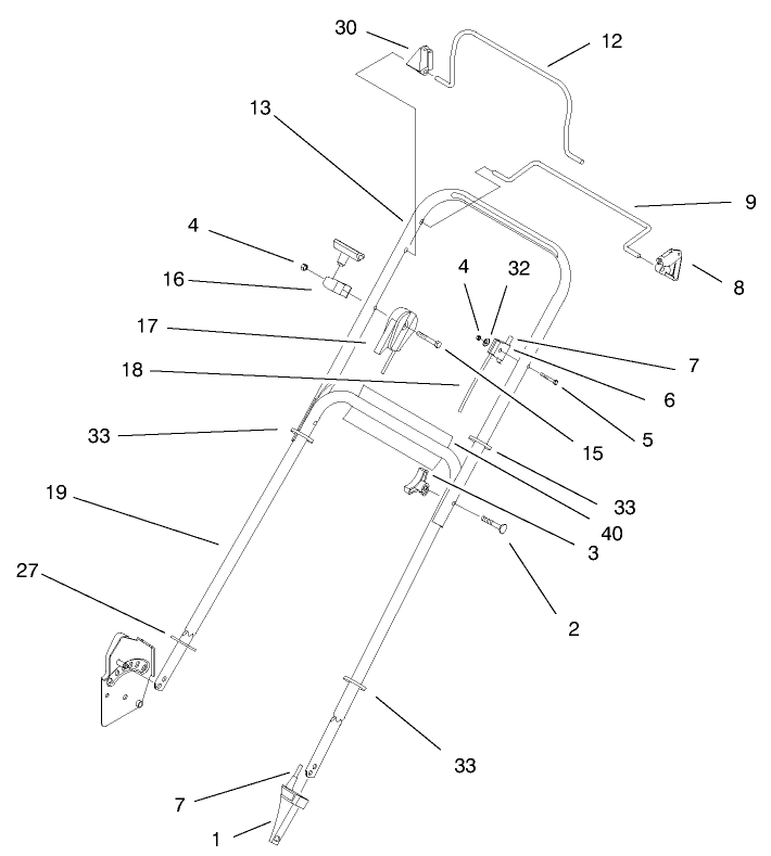Handle Assembly Diagram and Parts List for 20716 9900001 - 9999999 Toro Lawn Mower