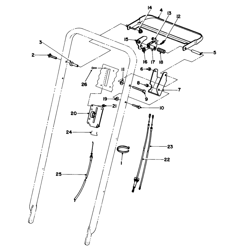 Traction Control Assembly Diagram and Parts List for 22151 3900856 - 3999999 Toro Lawn Mower
