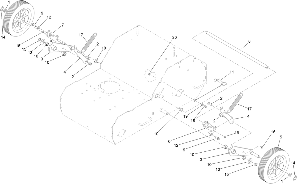 Wheel Assembly Diagram and Parts List for 33516 (315000001-315999999)(2015) Toro Aerator