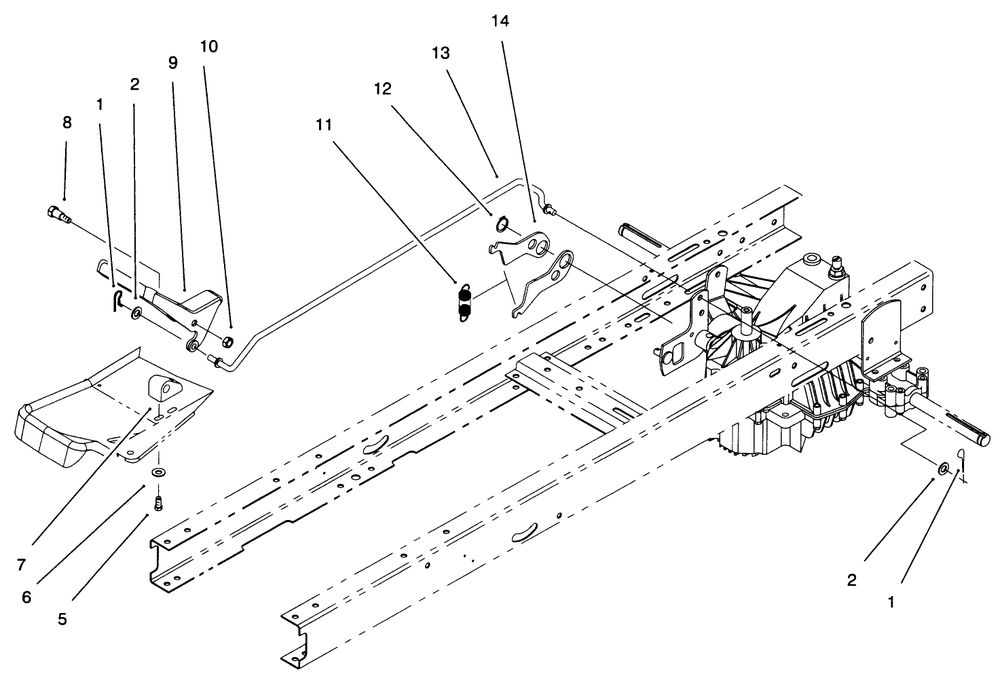 Hydro Transaxle Controls Assembly Diagram and Parts List for 71193 6900001 - 6999999 Toro Lawn Tractor